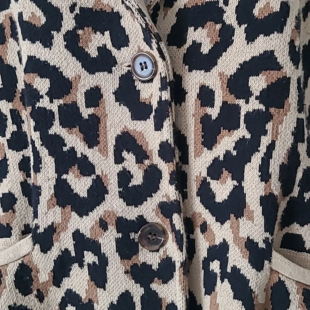 J. Crew Factory Schoolboy Sweater Blazer Animal Print Medium - Picture 4 of 11